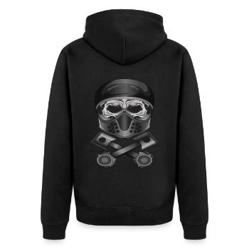 Motorrad Motorradfahrer Biker Feuerstuhl Biken - Unisex Premium Bio Zip Hoodie - Schwarz - Hinten - Nico (187cm)