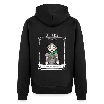 Goth Girls A Psycho Bomb In A Sweet - Unisex Premium Organic Zip Hoodie - black - Back - Nico (187cm)
