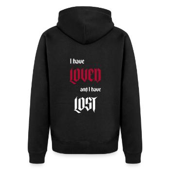 Gothic Lover I loved and I have - Unisex Premium Organic Zip Hoodie - black - Back - Nico (187cm)
