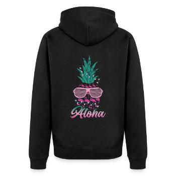 Aloha, Pineapple, And, Flamingo, Design, For, Beach - Unisex Premium Organic Zip Hoodie - black - Back - Nico (187cm)