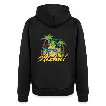 Aloha Pineapple And Pine Tree Design For The Beach - Unisex Premium Organic Zip Hoodie - black - Back - Nico (187cm)