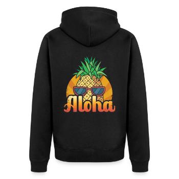 Aloha pineapple sunset design For - Unisex Premium Organic Zip Hoodie - black - Back - Nico (187cm)