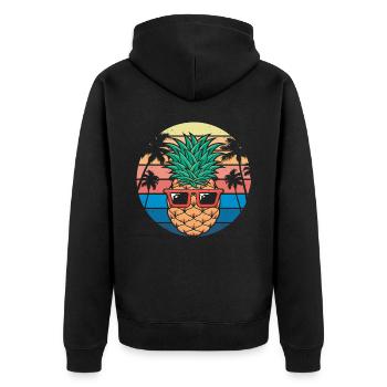 PineApple And Pine Retro Design For Beach - Unisex Premium Organic Zip Hoodie - black - Back - Nico (187cm)