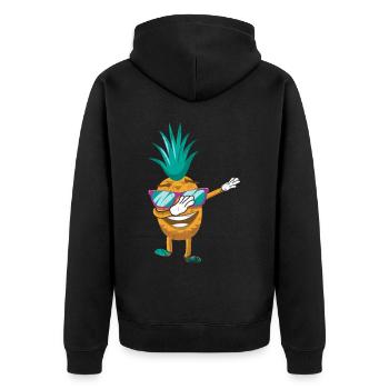 Abtupfendes Ananas-sonnenbrillen-design Für Den - Unisex Premium Bio Zip Hoodie - Schwarz - Hinten - Nico (187cm)