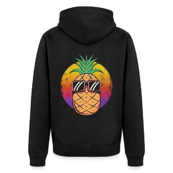 Pineapple Sunglasses Design For Beach Lovers - Unisex Premium Organic Zip Hoodie - black - Back - Nico (187cm)