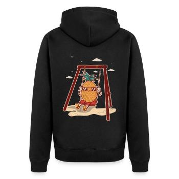 Pineapple Swing Design For Beach Lovers Pineapple - Unisex Premium Organic Zip Hoodie - black - Back - Nico (187cm)