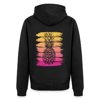 Pineapple retro design For beach lovers Pineapple - Unisex Premium Organic Zip Hoodie - black - Back - Nico (187cm)