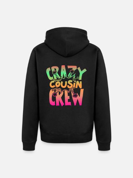 Crazy Cousin Crew - Unisex Premium Organic Zip Hoodie - black