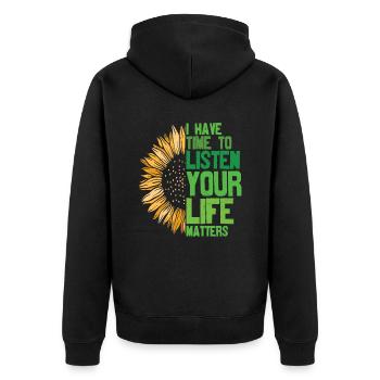 Vous comptez les dictons de motivation - Veste à capuche bio Premium Unisexe - noir - Dos - Nico (187cm)