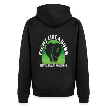 Be Kind To Your Mind Mental Health Matters - Unisex Premium Organic Zip Hoodie - black - Back - Nico (187cm)
