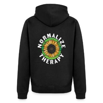 Keep Moving Forward New Retro - Unisex Premium Organic Zip Hoodie - black - Back - Nico (187cm)