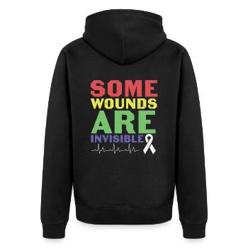 Nicht jede Behinderung ist sichtbar psychische Gesundheit - Unisex Premium Bio Zip Hoodie - Schwarz - Hinten - Nico (187cm)