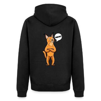 Karakal Katze Wüstenluchs Katzen - Unisex Premium Bio Zip Hoodie - Schwarz - Hinten - Nico (187cm)