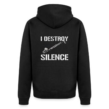 I destroy silence, Music marching band Bass Clarin - Unisex Premium Bio Zip Hoodie - Schwarz - Hinten - Nico (187cm)