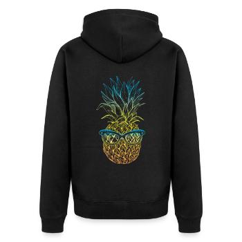 Pineapple Sunglasses Design For Beach Lovers - Unisex Premium Organic Zip Hoodie - black - Back - Nico (187cm)