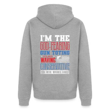 Amerikaner, Gott Angst, Flagge Wehne Konservativ - Unisex Premium Bio Zip Hoodie - Grau meliert - Hinten - Nico (187cm)