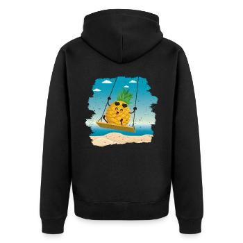 Pineapple Swing Design For Beach Lovers Pineapple - Unisex Premium Organic Zip Hoodie - black - Back - Nico (187cm)