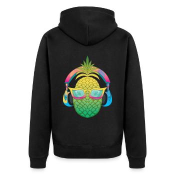 Ananas-design Für Strandliebhaber Ananas - Unisex Premium Bio Zip Hoodie - Schwarz - Hinten - Nico (187cm)