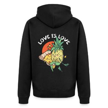 Liebe Ist Liebe, Ananas Und Pizza-design Für Den - Unisex Premium Bio Zip Hoodie - Schwarz - Hinten - Nico (187cm)