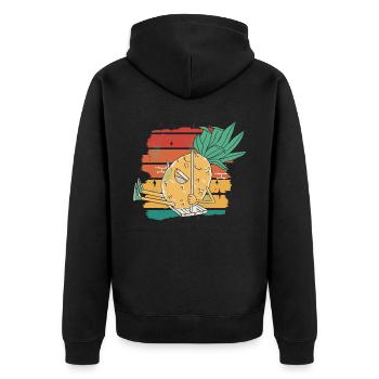 Ananas-schaukel-retro-design Für Strandliebhaber - Unisex Premium Bio Zip Hoodie - Schwarz - Hinten - Nico (187cm)