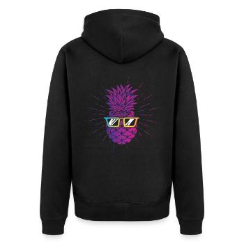 Pineapple Sunglasses Design For Beach Lovers - Unisex Premium Organic Zip Hoodie - black - Back - Nico (187cm)