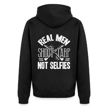 Alter Mann Schießt Falle, Falle Schießen - Unisex Premium Bio Zip Hoodie - Schwarz - Hinten - Nico (187cm)