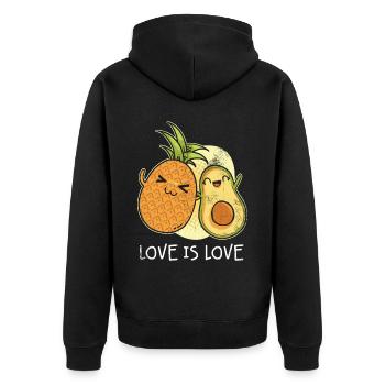 Liebe Ist Liebe Ananas Und Avocado-design Für - Unisex Premium Bio Zip Hoodie - Schwarz - Hinten - Nico (187cm)