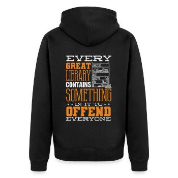 Bibliothekar, Bibliothek - Unisex Premium Bio Zip Hoodie - Schwarz - Hinten - Nico (187cm)