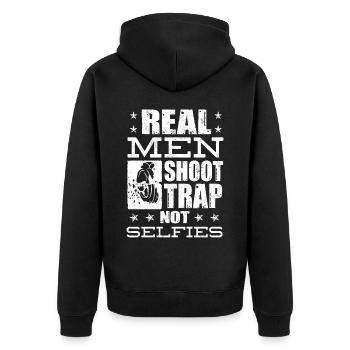 Alter Mann Schießt Falle, Falle Schießen - Unisex Premium Bio Zip Hoodie - Schwarz - Hinten - Nico (187cm)