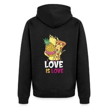 Liebe Ist Liebe, Ananas Und Pizza-design Für Den - Unisex Premium Bio Zip Hoodie - Schwarz - Hinten - Nico (187cm)