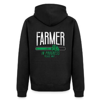 Farming Farmer Tractor Vintage - Unisex Premium Bio Zip Hoodie - Schwarz - Hinten - Nico (187cm)