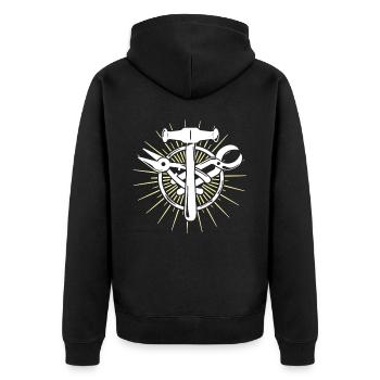 Spengler guild sign Bauspengler - Unisex Premium Organic Zip Hoodie - black - Back - Nico (187cm)