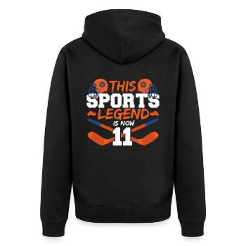 Diese Sportlegende Ist Jetzt 11, Hockeyspiel 11. - Unisex Premium Bio Zip Hoodie - Schwarz - Hinten - Nico (187cm)