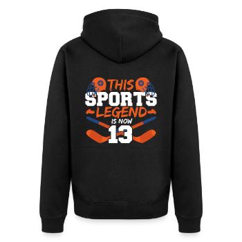 This sports legend is now 13, hockey game 13. - Unisex Premium Organic Zip Hoodie - black - Back - Nico (187cm)