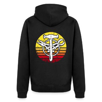 Spengler guild sign Bauspengler - Unisex Premium Organic Zip Hoodie - black - Back - Nico (187cm)