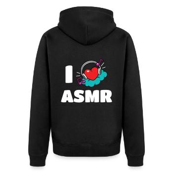 I Love ASMR Herz Kopfhörer - Unisex Premium Bio Zip Hoodie - Schwarz - Hinten - Nico (187cm)
