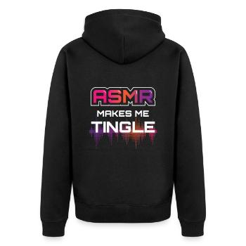 ASMR Makes Me Tingle - Unisex Premium Bio Zip Hoodie - Schwarz - Hinten - Nico (187cm)