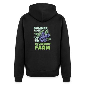 Blaubeere Heidelbeere Strauch Wald Waldfrucht - Unisex Premium Bio Zip Hoodie - Schwarz - Hinten - Nico (187cm)