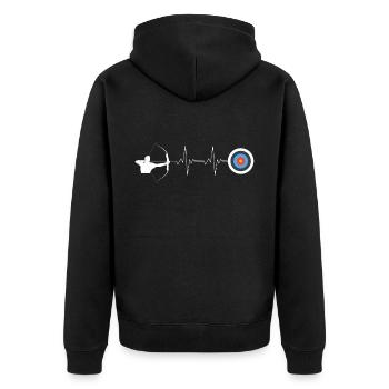 Bogensport Bogenschütze Bogenschießen Pfeil Bogen - Unisex Premium Bio Zip Hoodie - Schwarz - Hinten - Nico (187cm)