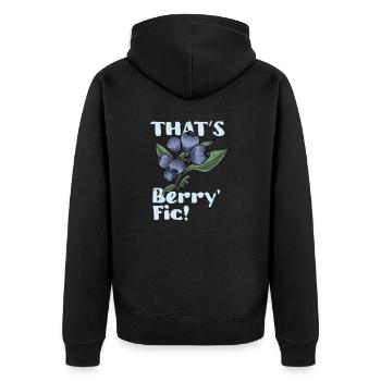 Blaubeere Heidelbeere Strauch Wald Waldfrucht - Unisex Premium Bio Zip Hoodie - Schwarz - Hinten - Nico (187cm)