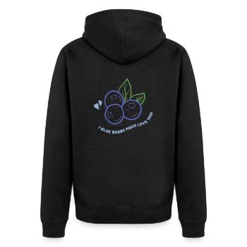 Blaubeere Heidelbeere Strauch Wald Waldfrucht - Unisex Premium Bio Zip Hoodie - Schwarz - Hinten - Nico (187cm)