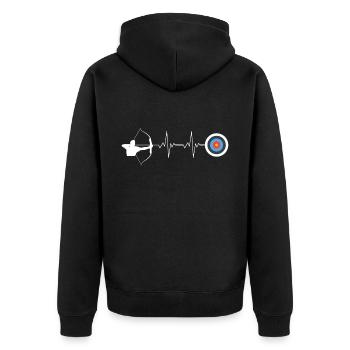 Bogensport Bogenschütze Bogenschießen Pfeil Bogen - Unisex Premium Bio Zip Hoodie - Schwarz - Hinten - Nico (187cm)