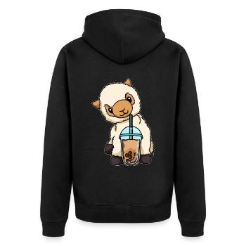 Lama boit du thé à bulles - Veste à capuche bio Premium Unisexe - noir - Dos - Nico (187cm)