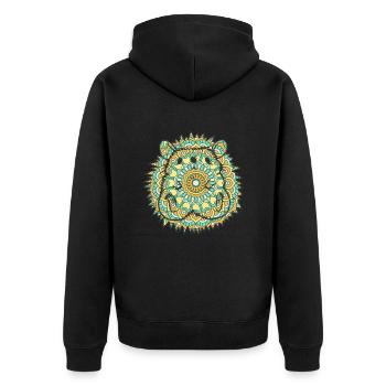 Mandala Igel Geometrisches Muster Kunst - Unisex Premium Bio Zip Hoodie - Schwarz - Hinten - Nico (187cm)
