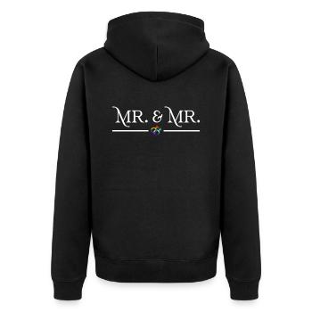 Mr. & Mr. - Gay Bachelor Party Gay Marriage - Unisex Premium Organic Zip Hoodie - black - Back - Nico (187cm)