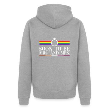 Mariage lesbien Gay lesbien Transsexuel - Veste à capuche bio Premium Unisexe - gris chiné - Dos - Nico (187cm)