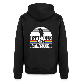 Es ist ein schöner Tag für eine schwule Hochzeit - Unisex Premium Bio Zip Hoodie - Schwarz - Hinten - Nico (187cm)