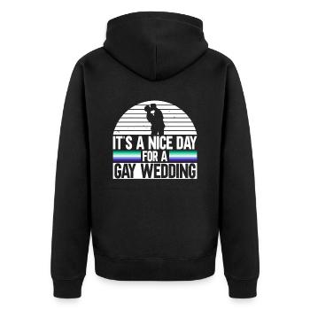 Es ist ein schöner Tag für eine schwule Hochzeit - Unisex Premium Bio Zip Hoodie - Schwarz - Hinten - Nico (187cm)