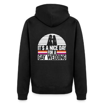 Lesbische Hochzeit Lesben Homosexuell Transsexuell - Unisex Premium Bio Zip Hoodie - Schwarz - Hinten - Nico (187cm)