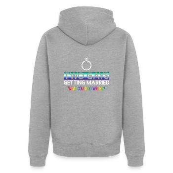 Gay Groom Gay Mariage Gay - Veste à capuche bio Premium Unisexe - gris chiné - Dos - Nico (187cm)